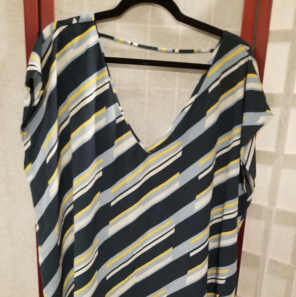 Forever 21+ bias striped dolman sleeve crepe top.